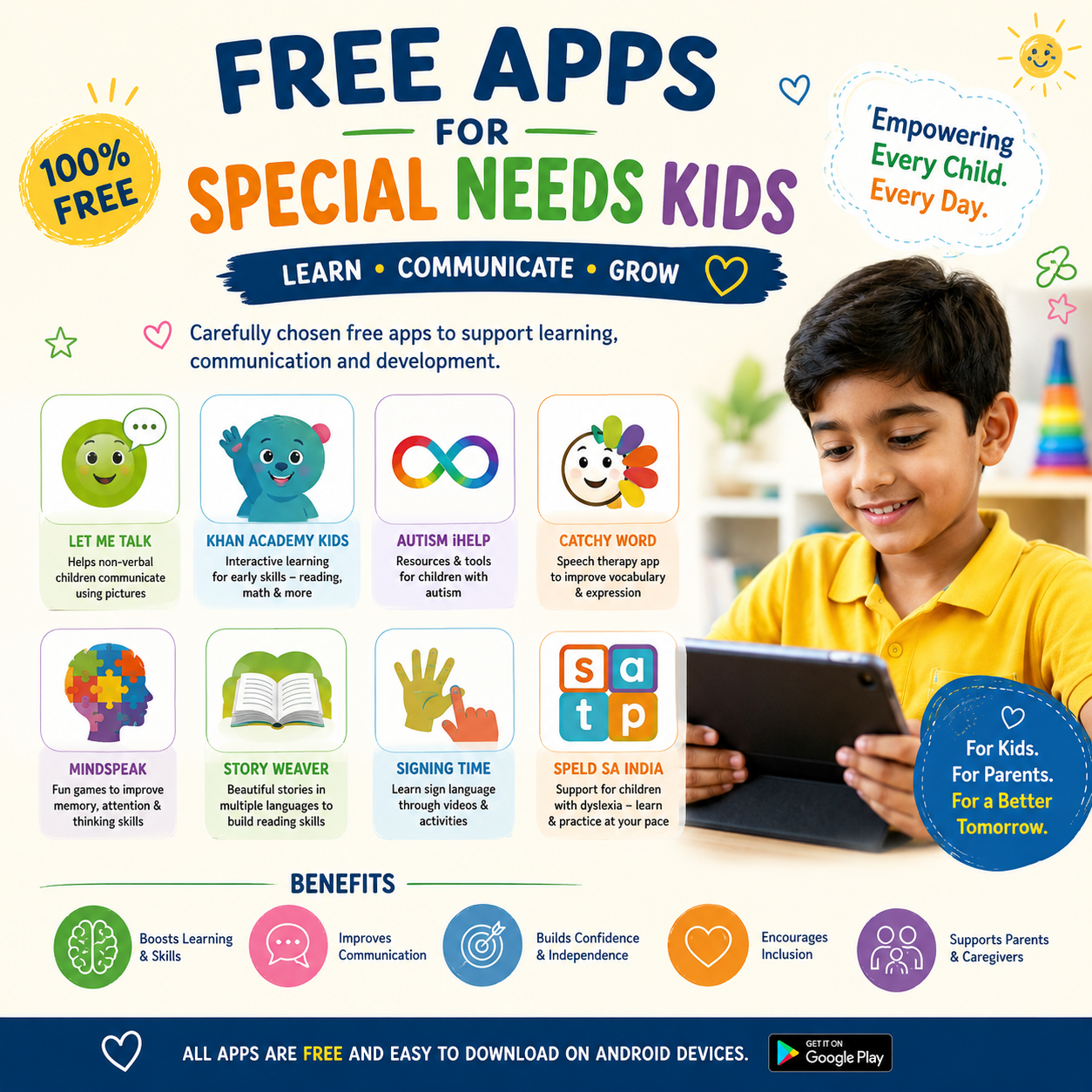Free Apps for Special Needs Kids in India